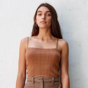 SOLD NWOT First Rite Pointelle Tank Sahara Brown